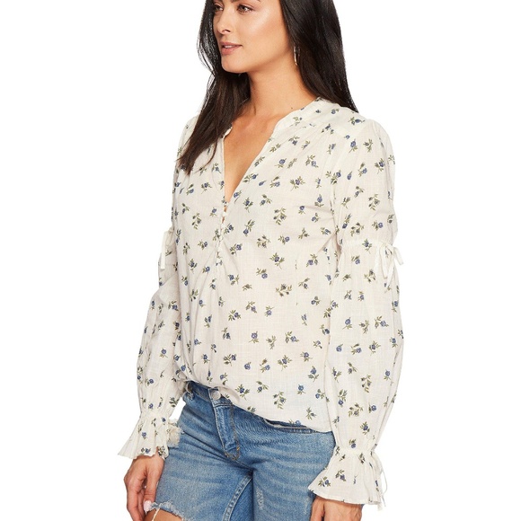 Paige Yardley split neck floral print blouse - Picture 2 of 8